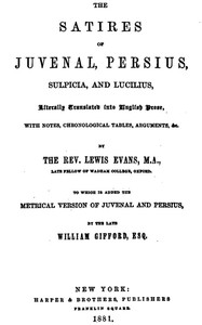 Cover of The Satires of Juvenal, Persius, Sulpicia, and Lucilius