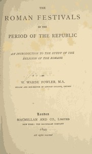 Cover of The Roman Festivals of the Period of the Republic
